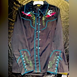 Womens Manuel Cuevas Bluebird Western Shirt Size 10 Ltd Ed signed 35 of 50 NWT